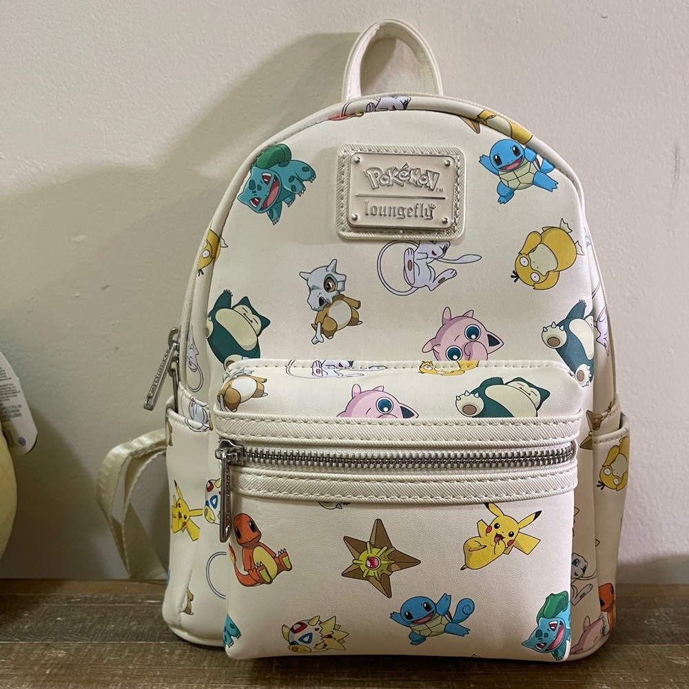 Loungefly Pokémon White Mini Backpack with Multicolor Character Print